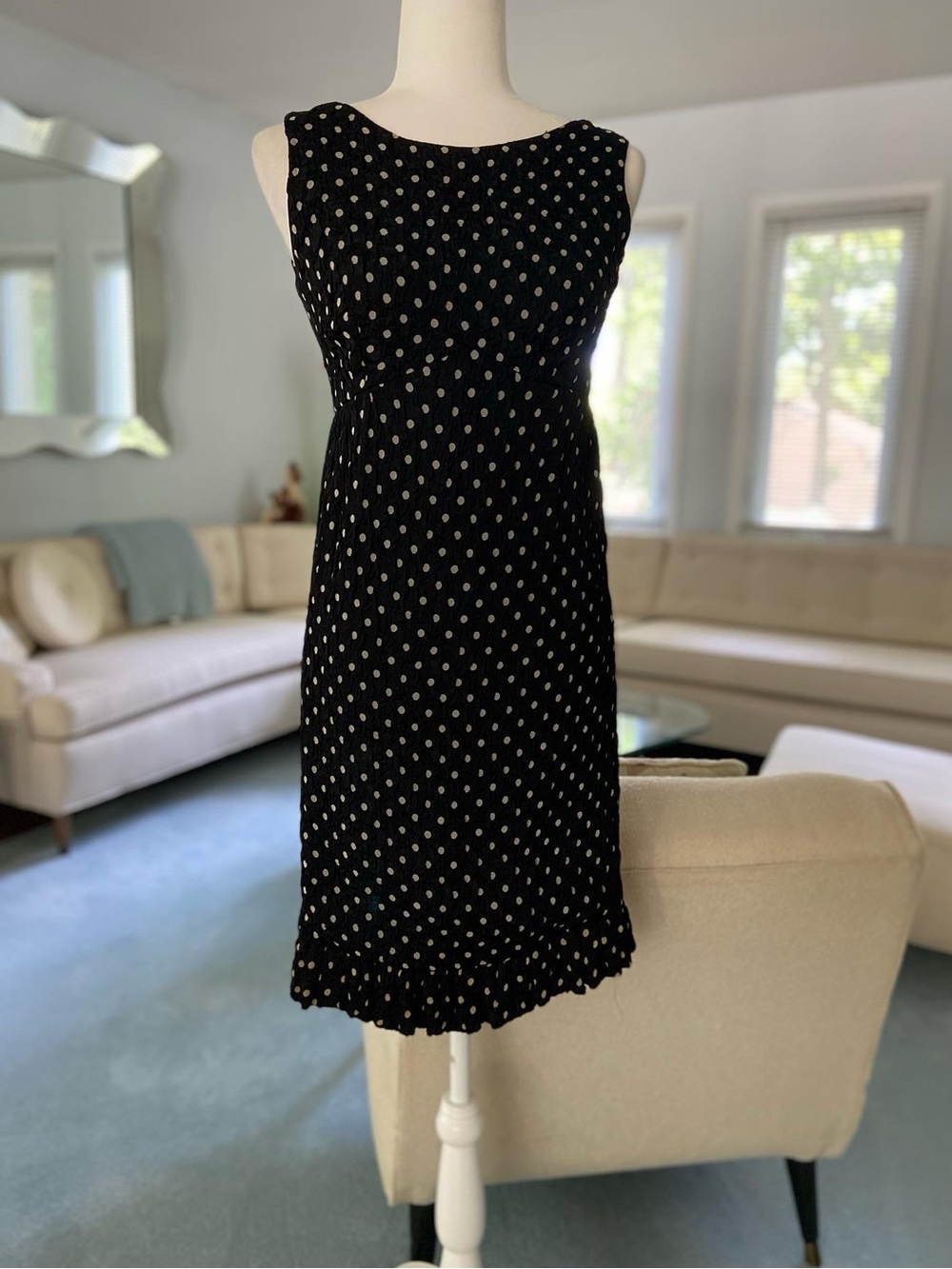 Vintage Black Polka Dot Midi Dress